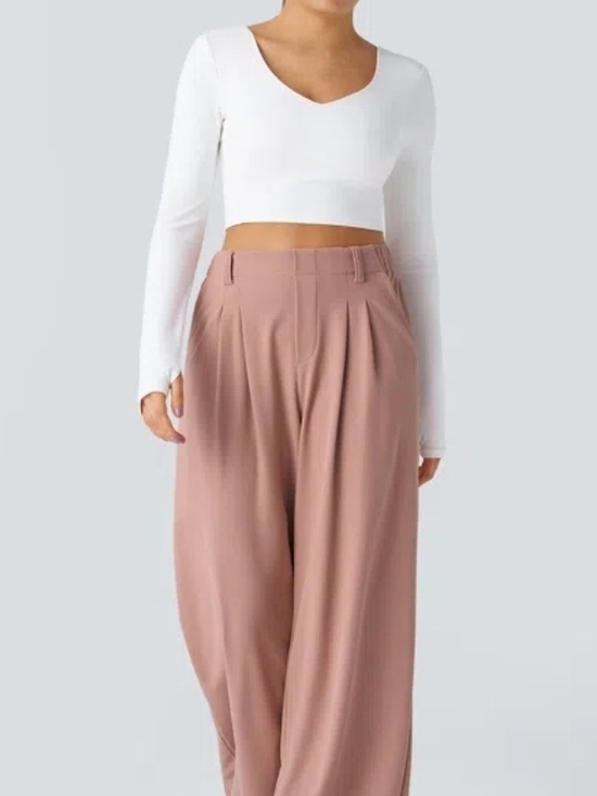 HALARA Pants - High Waisted Pocket Wide Leg Waffle Work Pants